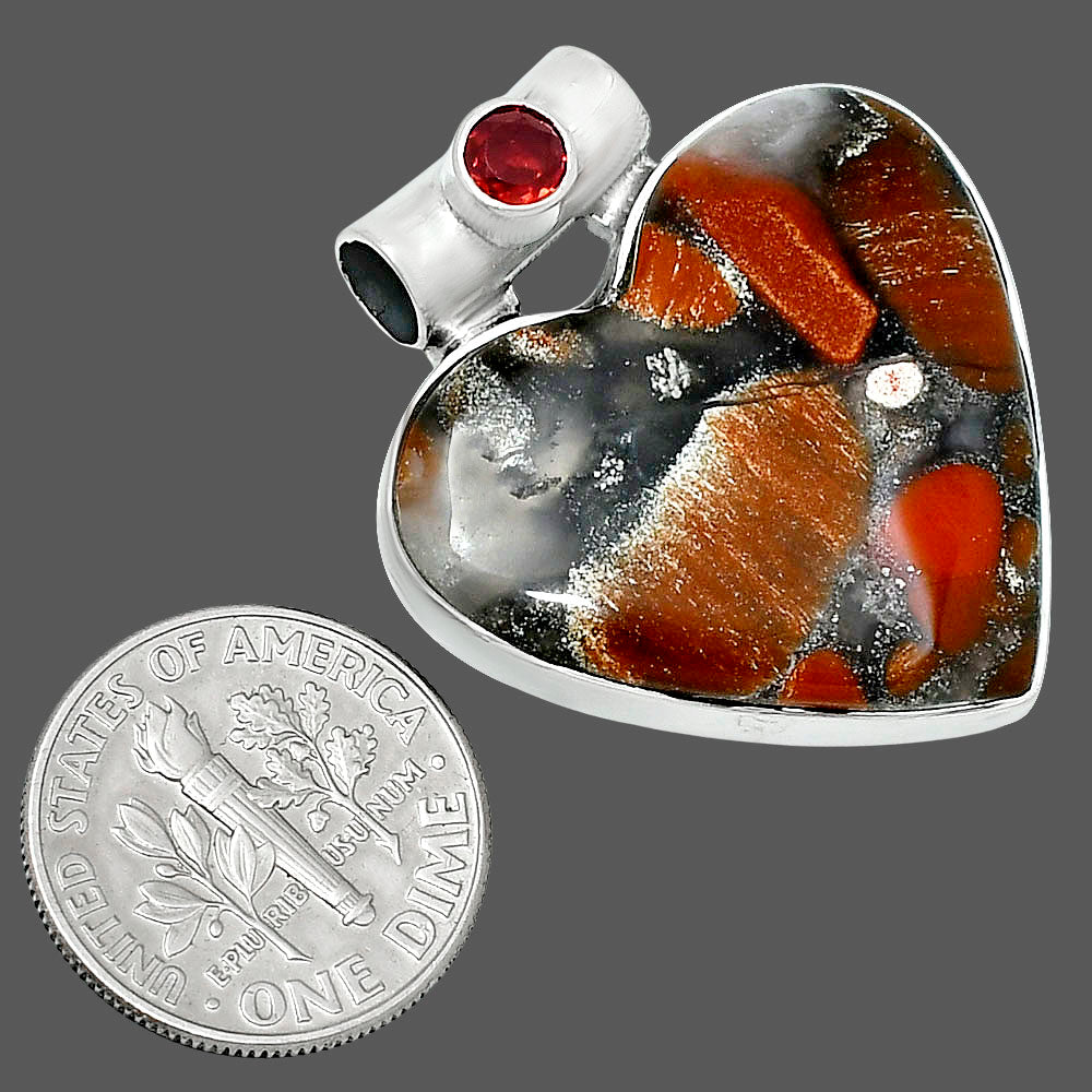 Premium Heart Tabu Jasper & Garnet Pendant P-1300 56-EP10686