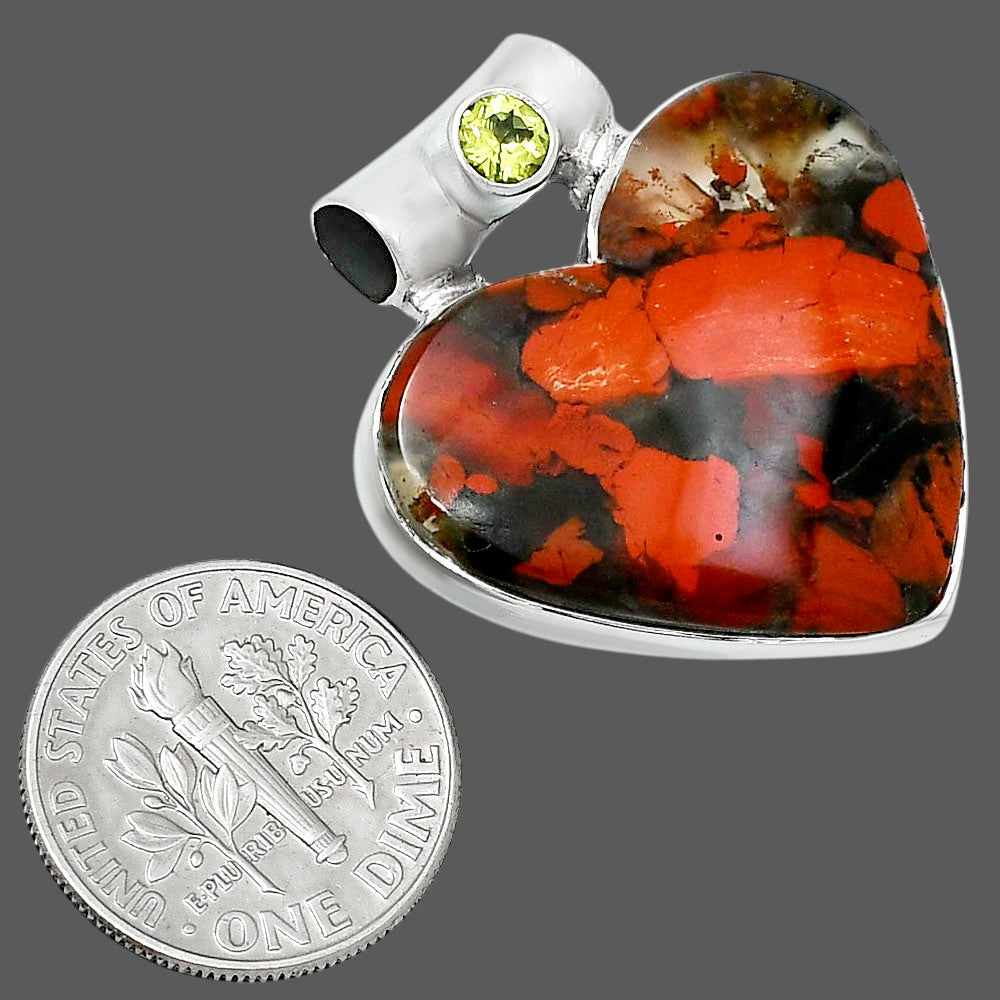 Premium Heart Tabu Jasper & Peridot Pendant P-1300 56-EP10687