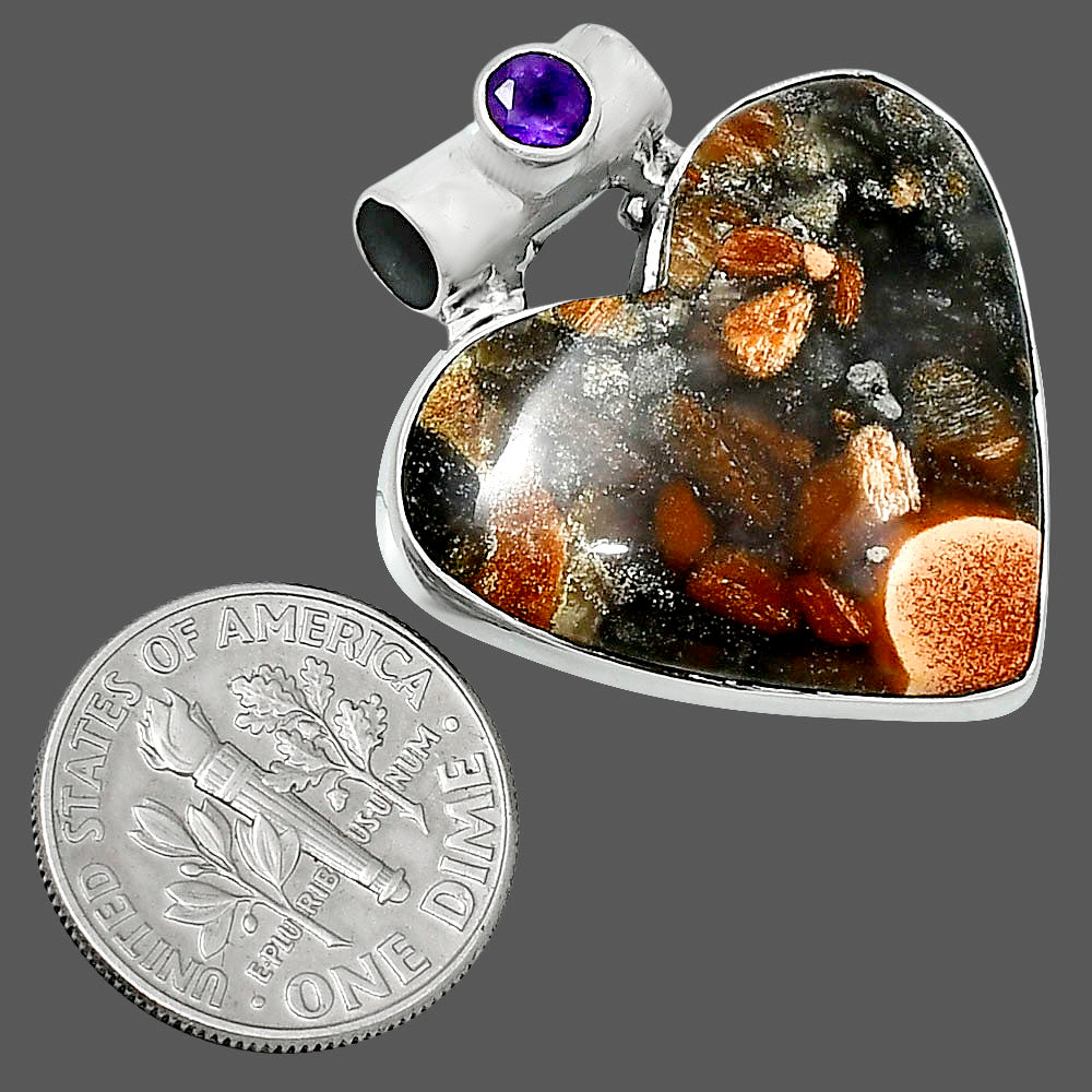 Premium Heart Tabu Jasper & Amethyst Pendant P-1300 56-EP10689