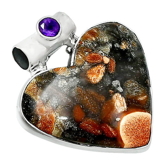 Premium Heart Tabu Jasper & Amethyst Pendant P-1300 56-EP10689