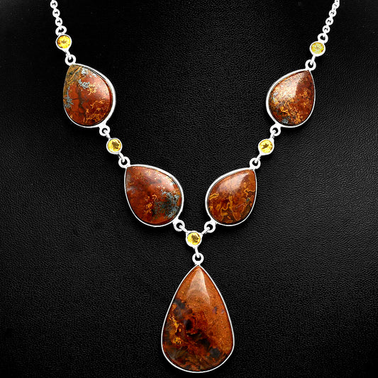 Premium Rare Cady Mountain Agate & Citrine Necklace N-1022 57-EN10165
