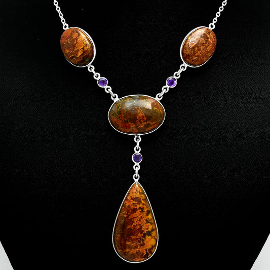 Premium Rare Cady Mountain Agate & Amethyst Necklace N-1023 57-EN10166