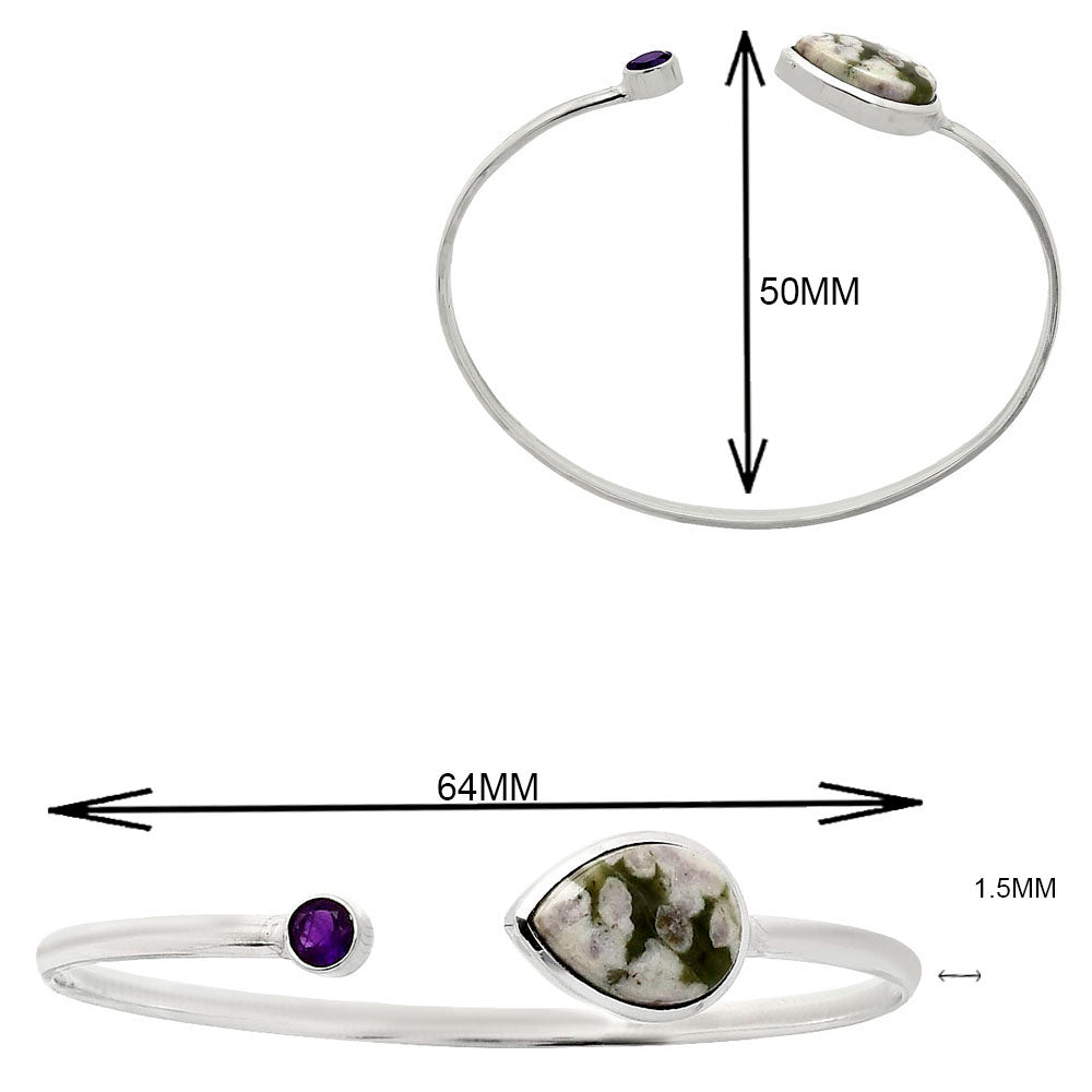 Premium Quality Peace Jade & Amethyst Cuff Bangle Bracelet B-1004 58-EB10565
