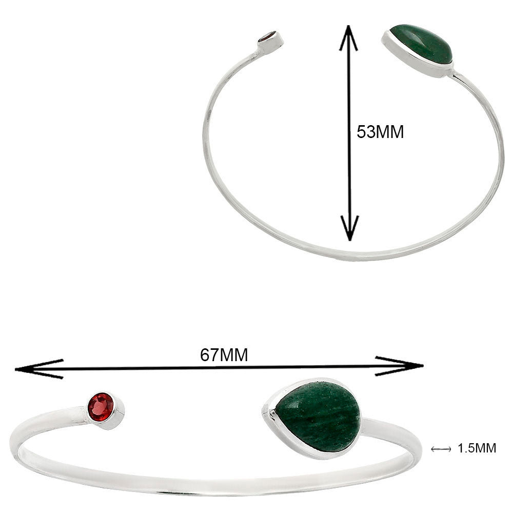 Premium Quality Green Aventurine & Garnet Cuff Bangle Bracelet B-1004 58-EB10568