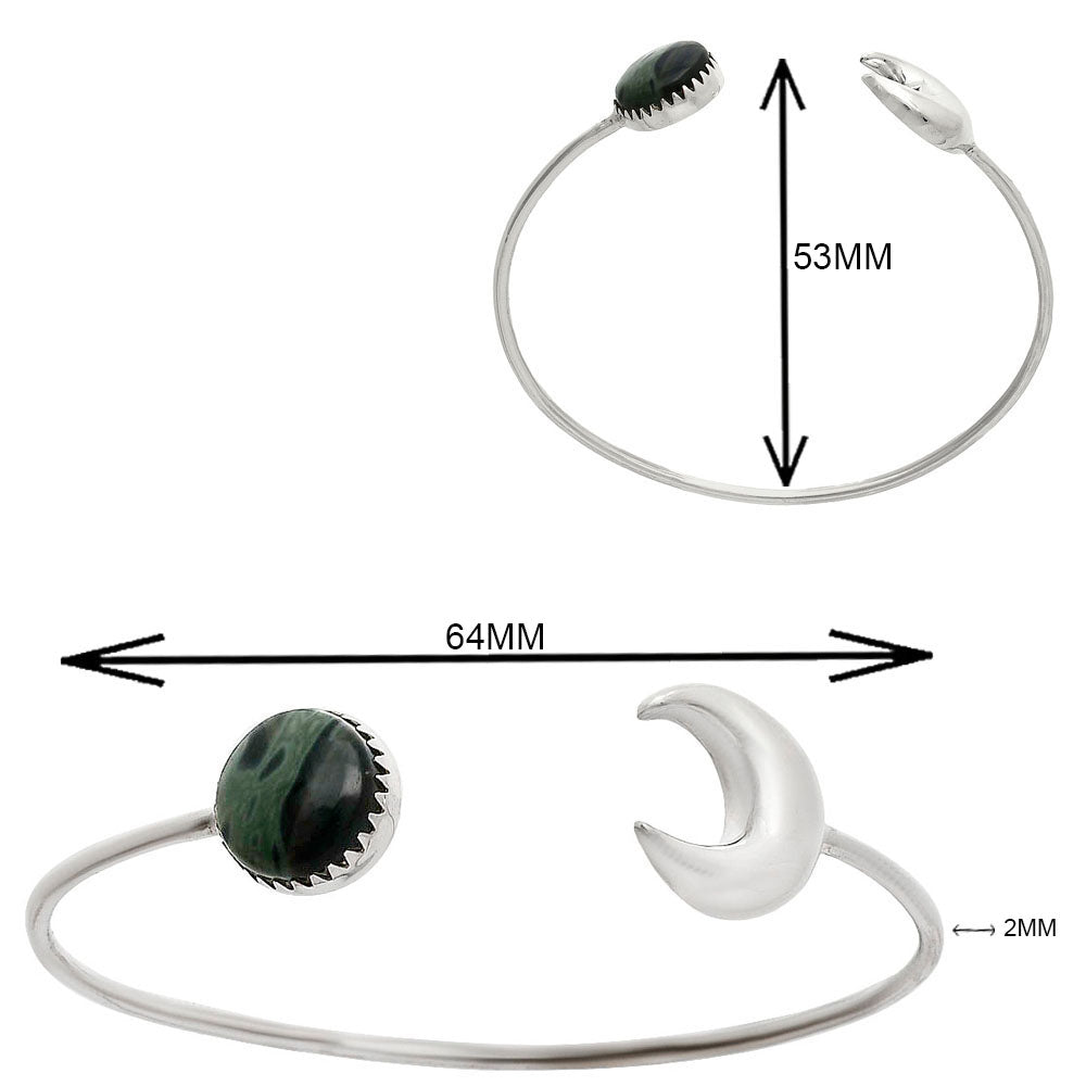 Premium Crescent Moon Spider Web Obsidian Cuff Bangle Bracelet B-1046 58-EB10582