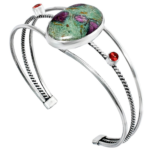 Premium Ruby-In-Fuchsite & Garnet Cuff Bangle Bracelet B-1011 58-EB10591