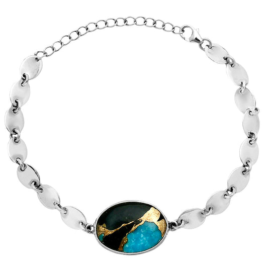 Premium Quality Shell In Black Blue Turquoise Bracelet B-1044 58-EB10594