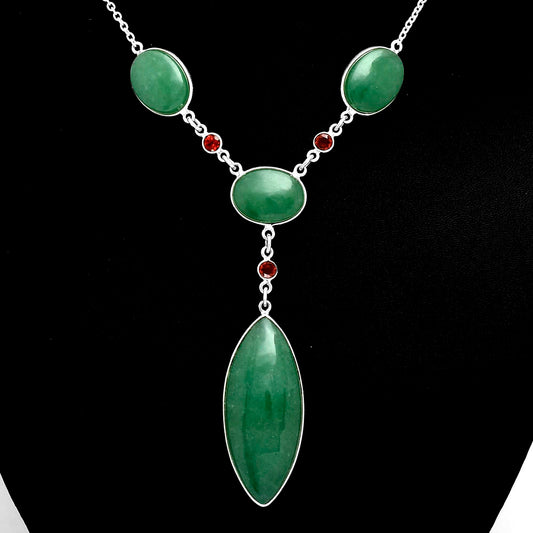 Premium Quality Green Aventurine & Garnet Necklace N-1023 58-EN10168