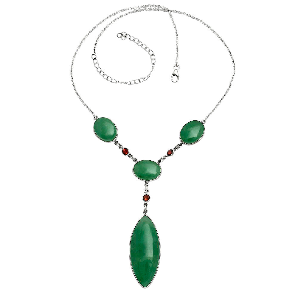 Premium Quality Green Aventurine & Garnet Necklace N-1023 58-EN10168