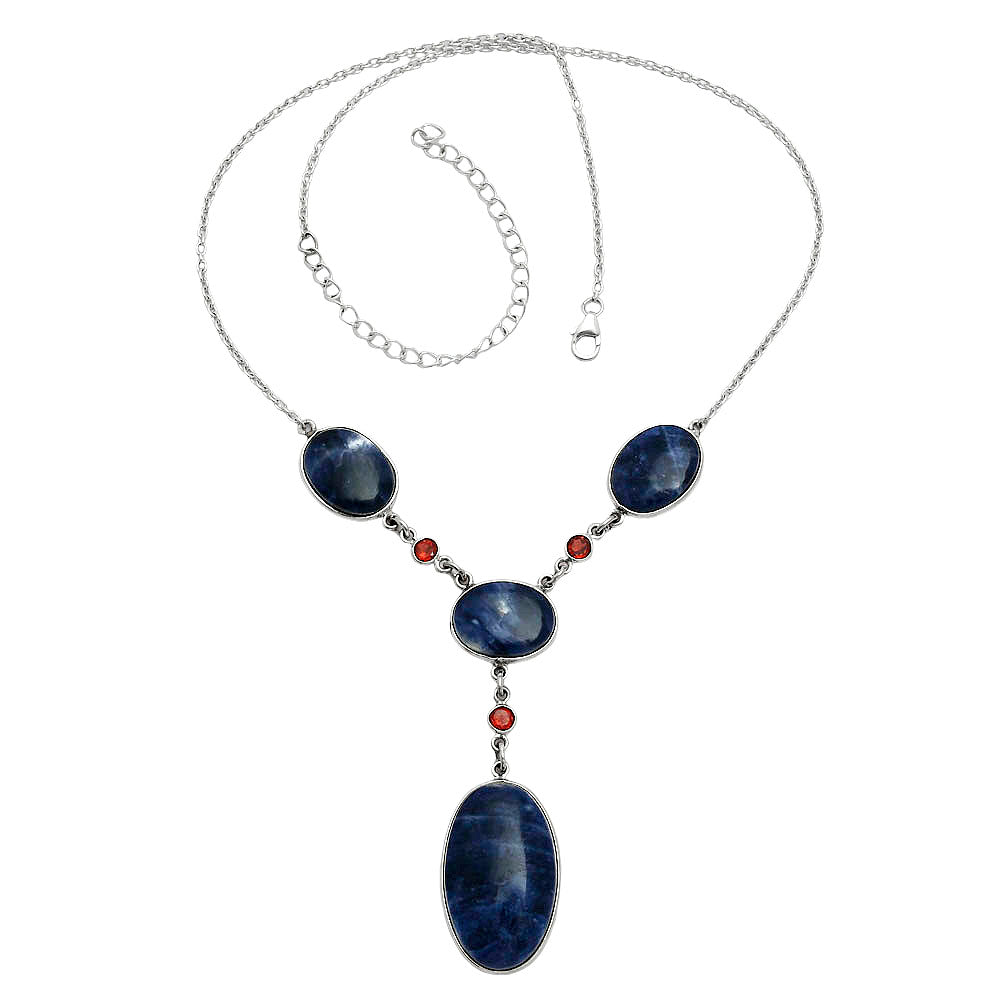 Premium Quality Sodalite & Garnet Necklace N-1023 58-EN10171