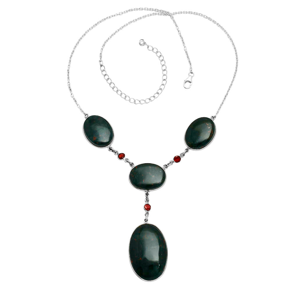 Premium Quality Blood Stone - India & Garnet Necklace N-1023 58-EN10172