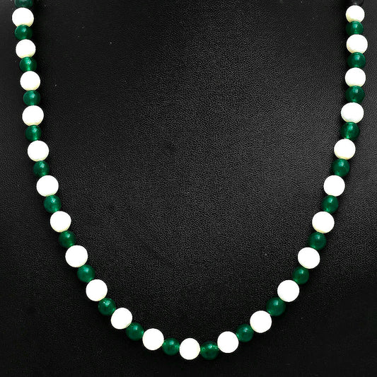 Premium Quality Nephrite Jade & Pearl Beaded Necklace N-1025 58-EN10192
