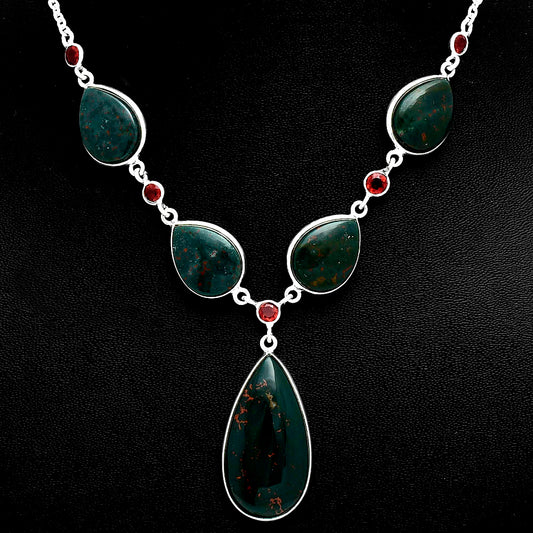 Premium Blood Stone - India & Garnet Necklace N-1022 58-EN10194
