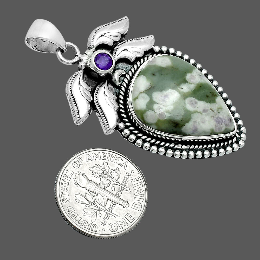 Premium Quality Peace Jade & Amethyst Pendant P-1740 58-EP10732