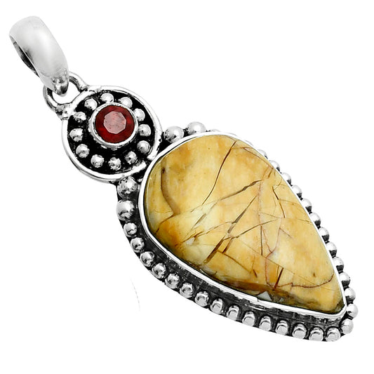 Premium Brecciated Mookaite & Garnet Pendant P-1500 58-EP10758