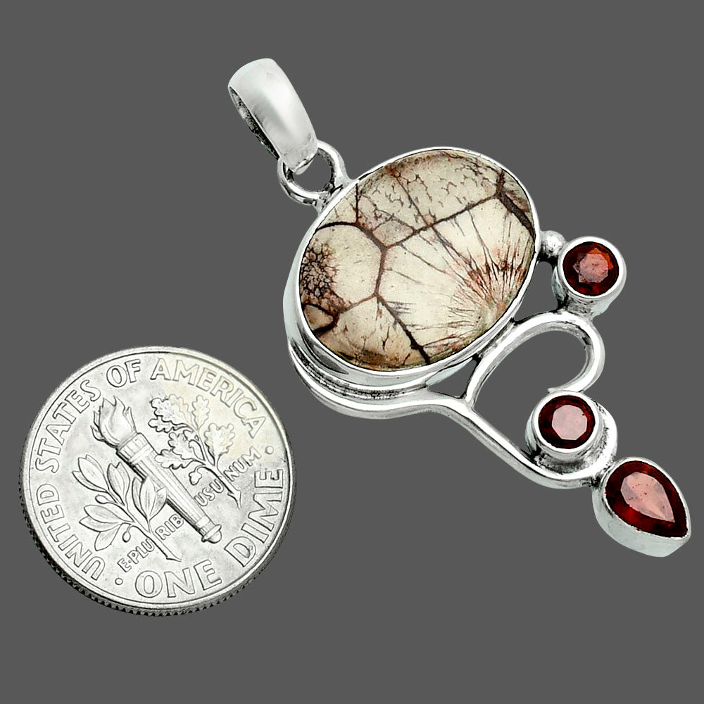 Premium Mexican Bird Eye & Garnet Pendant P-1293 58-EP10759
