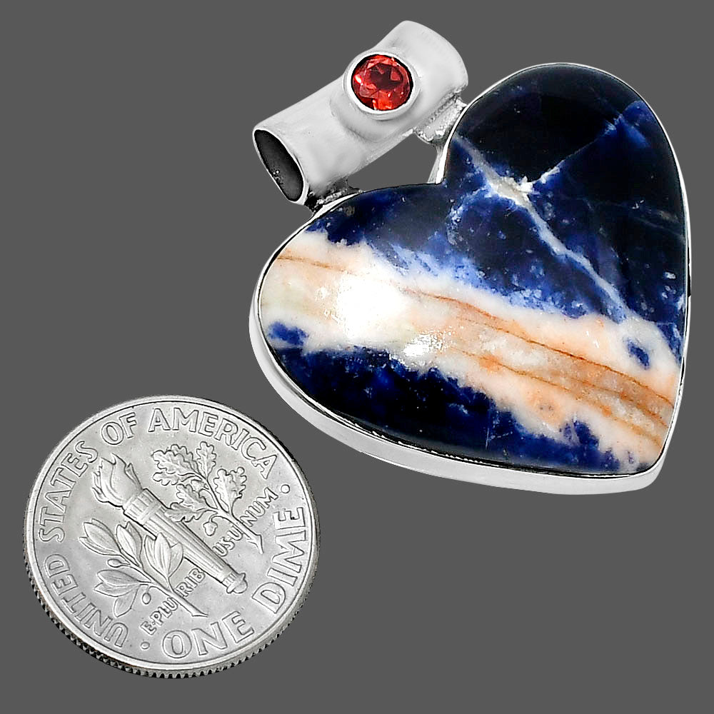 Premium Heart Sodalite & Garnet Pendant P-1300 58-EP10810