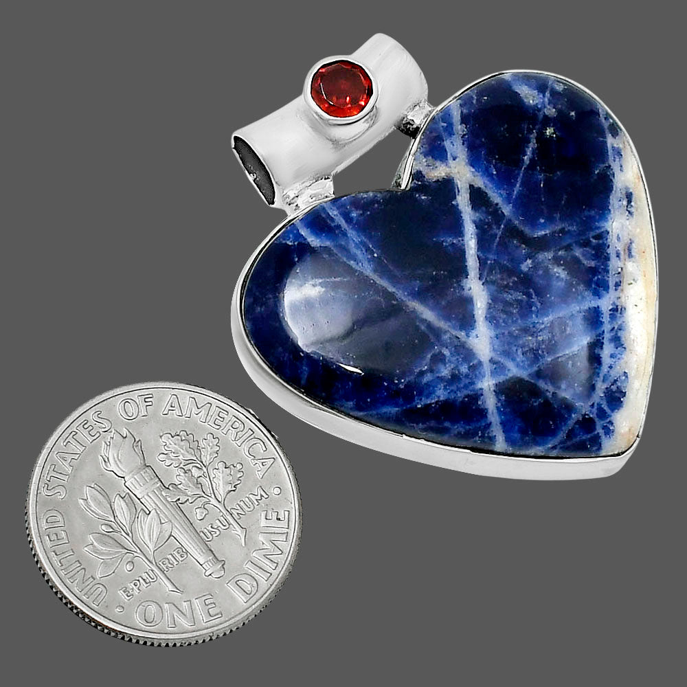Premium Heart Sodalite & Garnet Pendant P-1300 58-EP10813