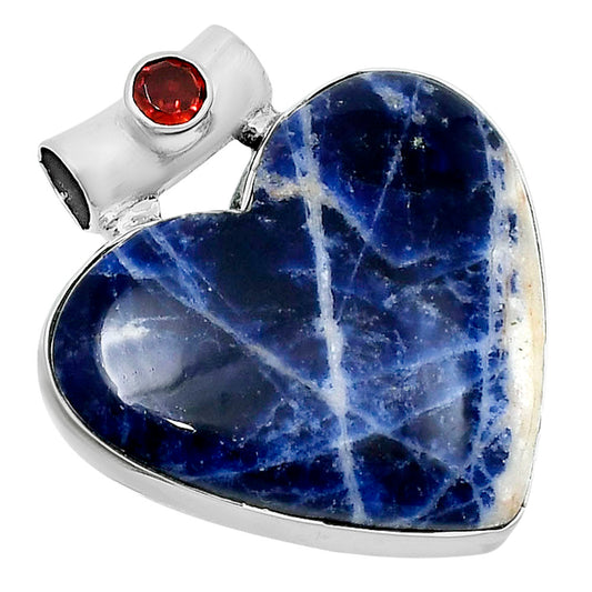 Premium Heart Sodalite & Garnet Pendant P-1300 58-EP10813