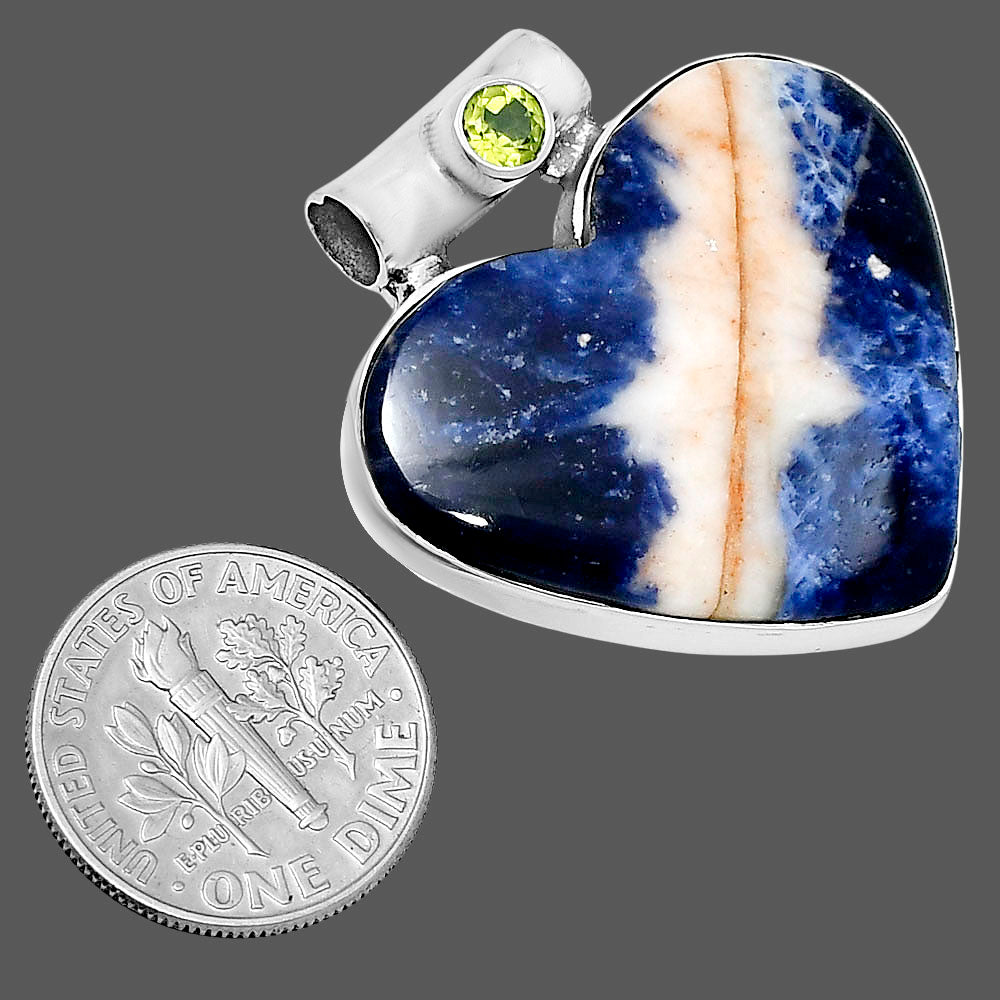 Premium Heart Sodalite & Peridot Pendant P-1300 58-EP10816