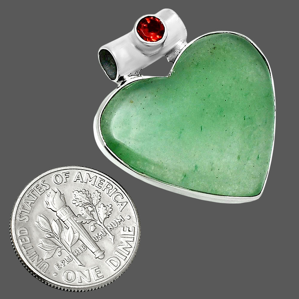 Premium Heart Green Aventurine & Garnet Pendant P-1300 58-EP10832