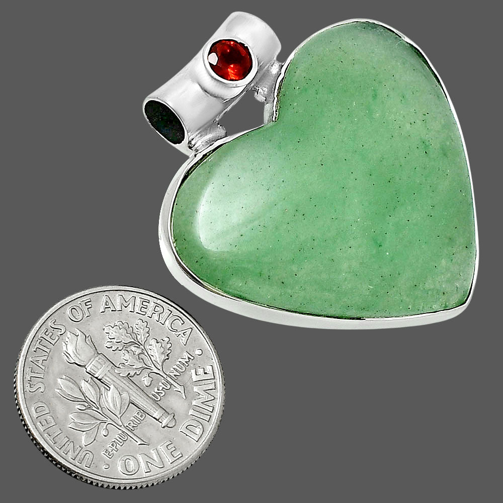 Premium Heart Green Aventurine & Garnet Pendant P-1300 58-EP10833