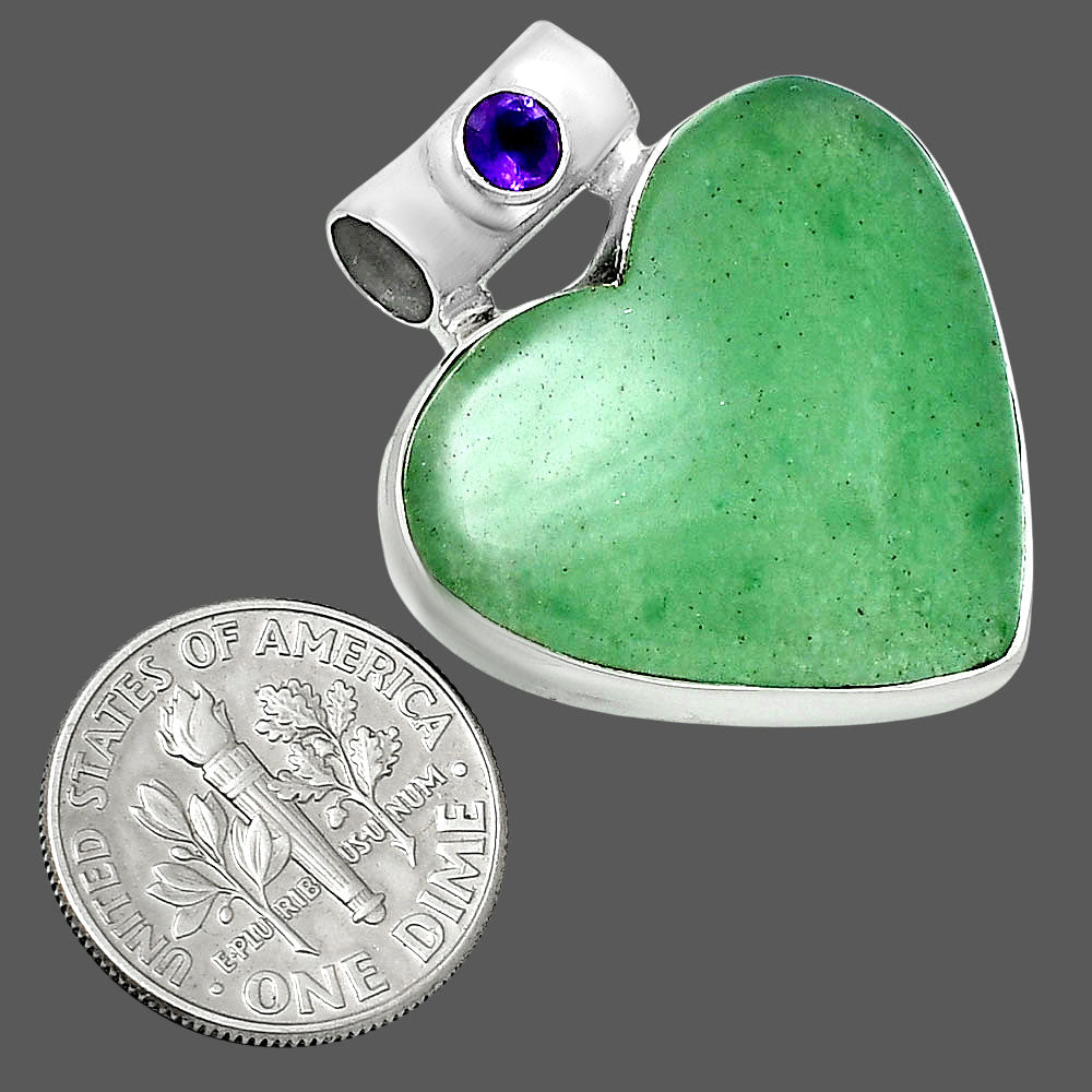 Premium Heart Green Aventurine & Amethyst Pendant P-1300 58-EP10843