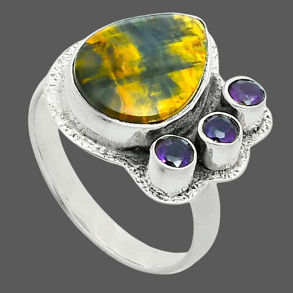 Premium Quality Nellite & Amethyst Ring size-8 R-1655 58-ER14647