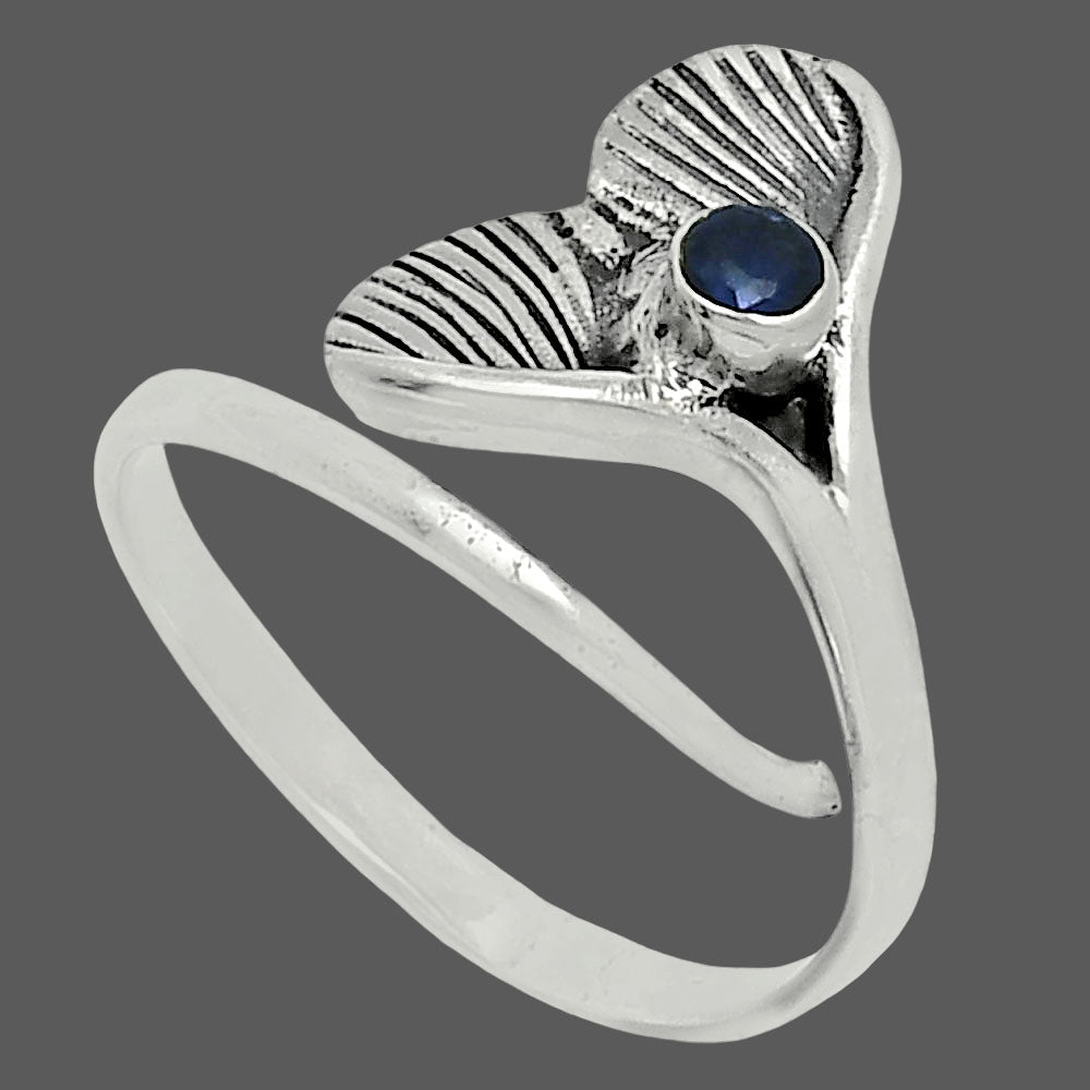 Premium Mermaid Tail Charm Blue Sapphire Glassfield Ring size-7.5 R-1070 58-ER14651