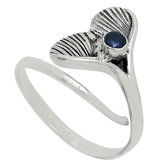 Premium Mermaid Tail Charm Blue Sapphire Glassfield Ring size-7.5 R-1070 58-ER14651