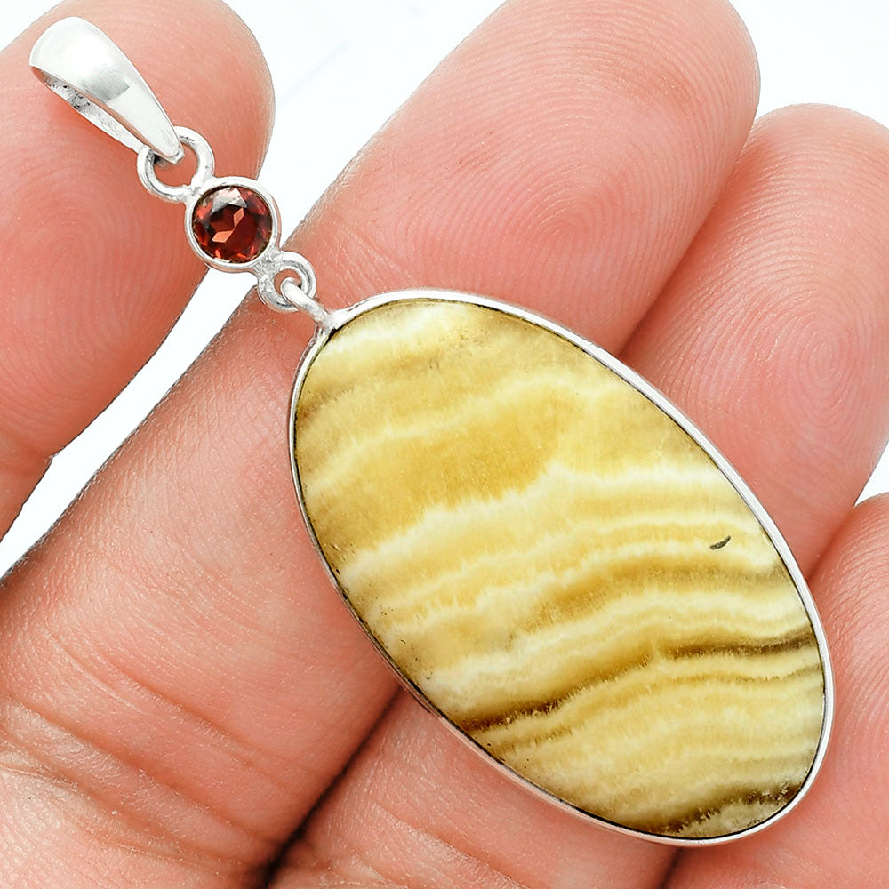 Premium Quality Yellow Aragonite & Garnet Pendant Earrings Set T-1010 58-ET10140