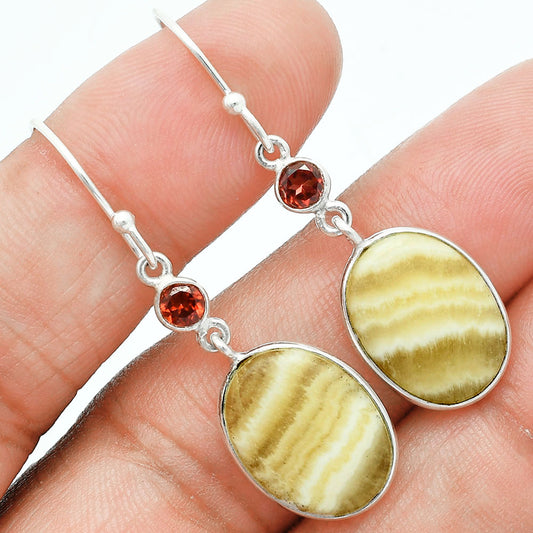 Premium Quality Yellow Aragonite & Garnet Pendant Earrings Set T-1010 58-ET10140