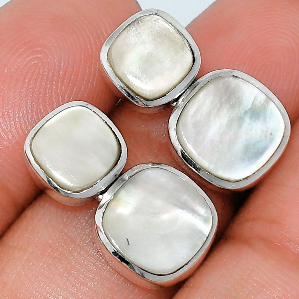 Elegant Double Gemstone Stud Earrings for Women in 925 Sterling Silver AGE1011 E-1252