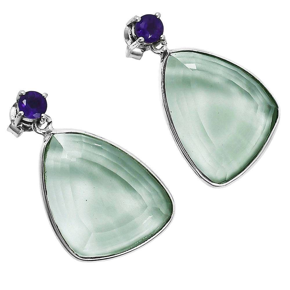 Modern Faceted Triangle Gemstone Drop Earrings in 925 Sterling Silver AGE1020 E-1256