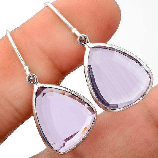 Minimalist Faceted Amethyst Teardrop Earrings in 925 Sterling Silver AGE1027 E-1005