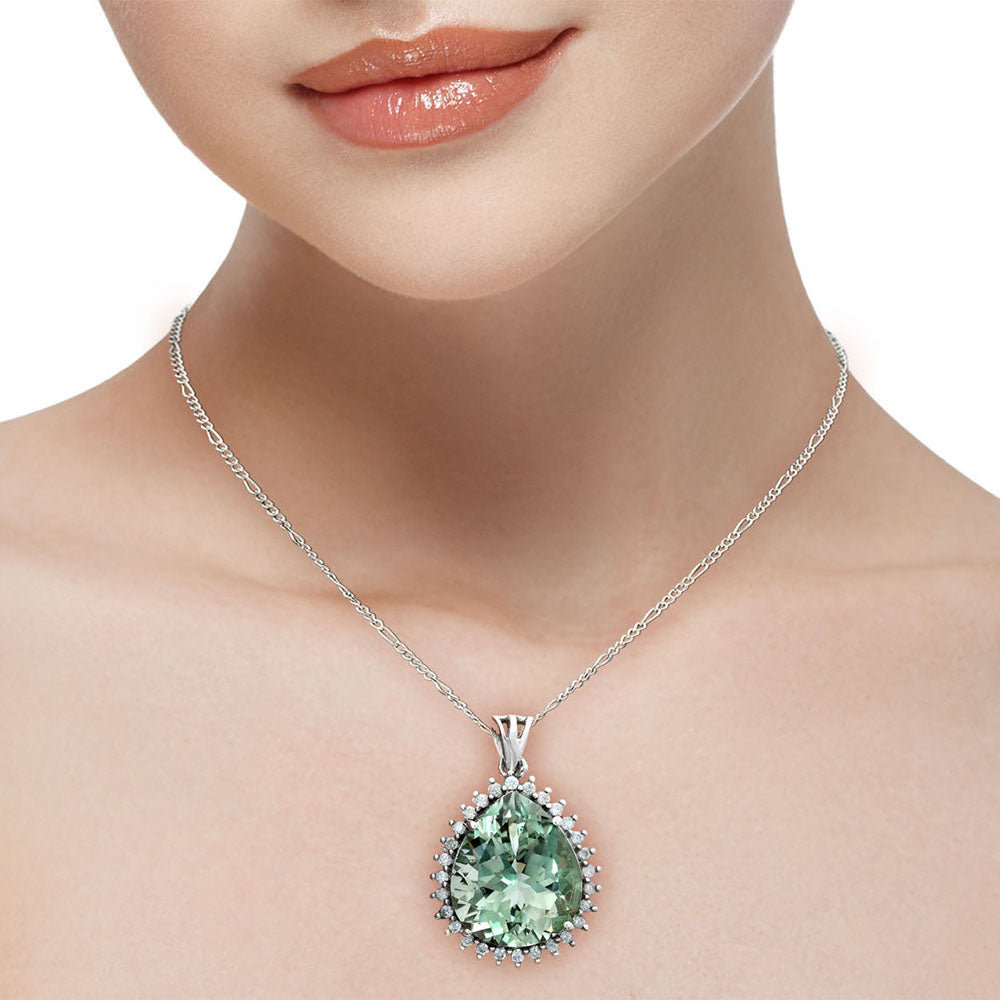 Statement Luxury Halo Pear Cut Gemstone Pendant in 925 Sterling Silver AGP1003 P-1741