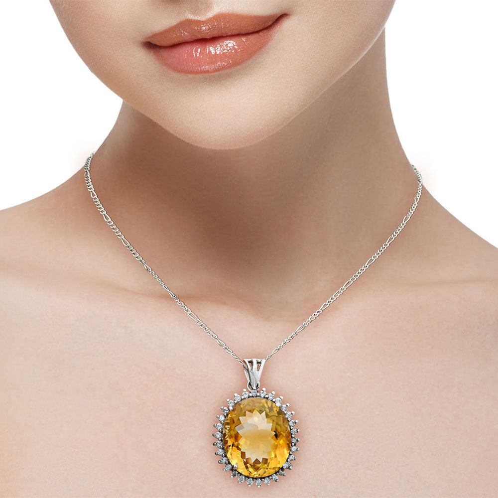 Vintage Oval Cut Gemstone Halo Pendant in 925 Sterling Silver for Women AGP1004 P-1741