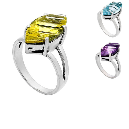 Elegant Sterling Silver Marquise Gemstone Statement Ring for Women AGR1006 R-1019