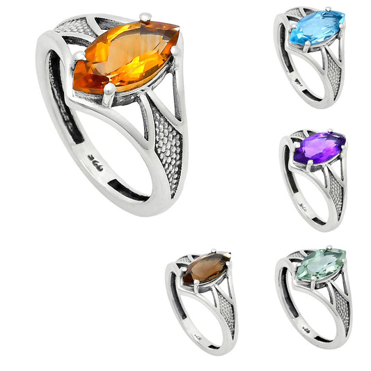 Marquise Gemstone Ring in 925 Sterling Silver Vintage Statement Style AGR1010 R-1727