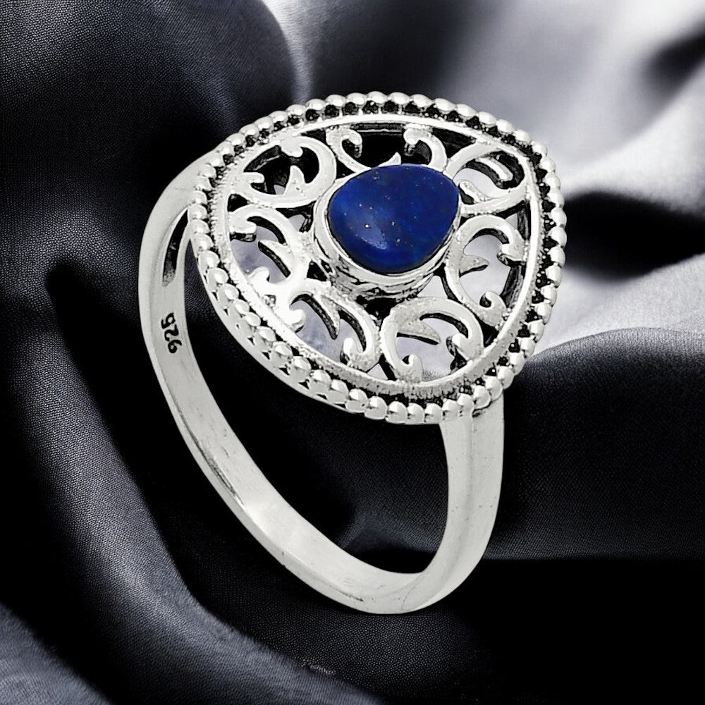 Handcrafted Triangle Gemstone Ring for Women - 925 Sterling Silver AGR1012 R-1038