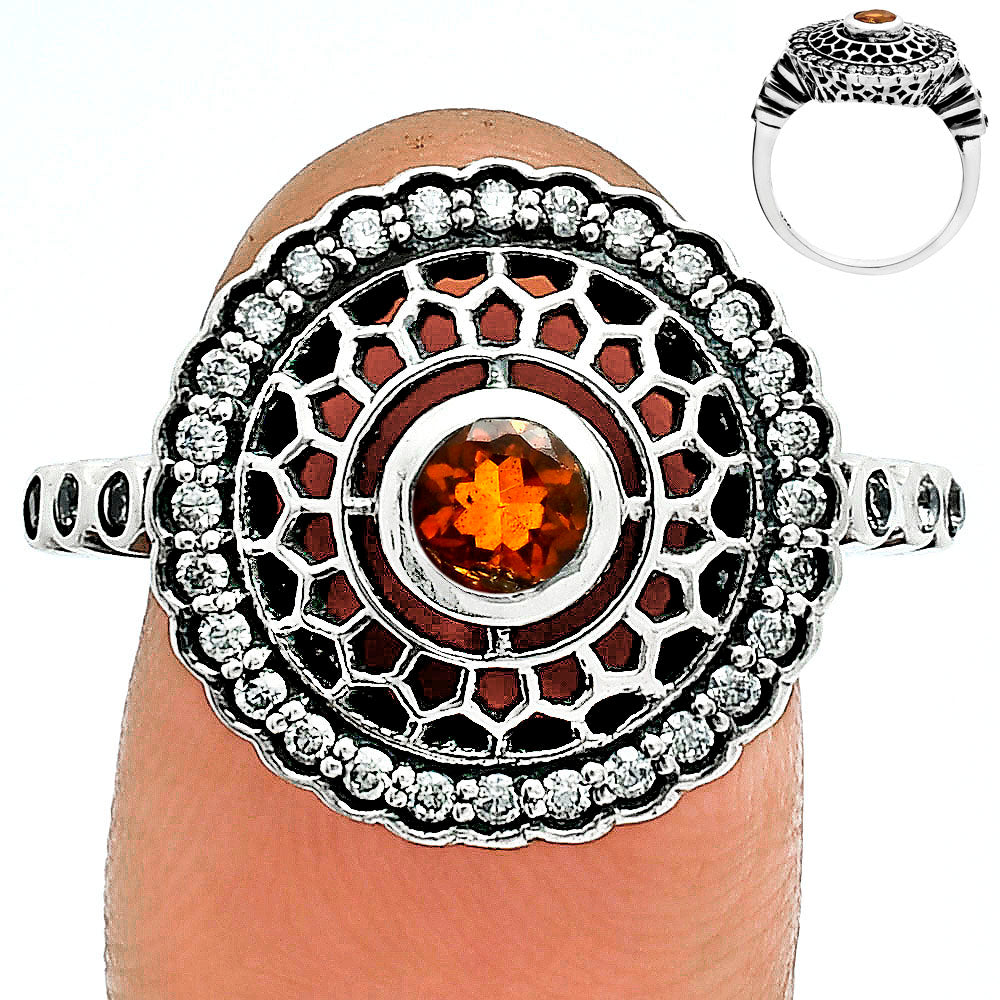 Boho Round Cut Gemstone Circle Ring 925 Sterling Silver Vintage Jewelry AGR1029 R-1735