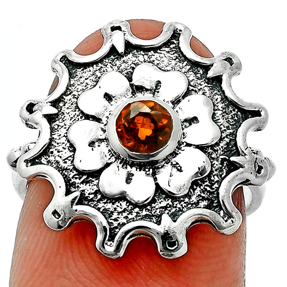 Vintage Floral Center Round Gemstone Ring 925 Sterling Silver Handmade AGR1031 R-1737