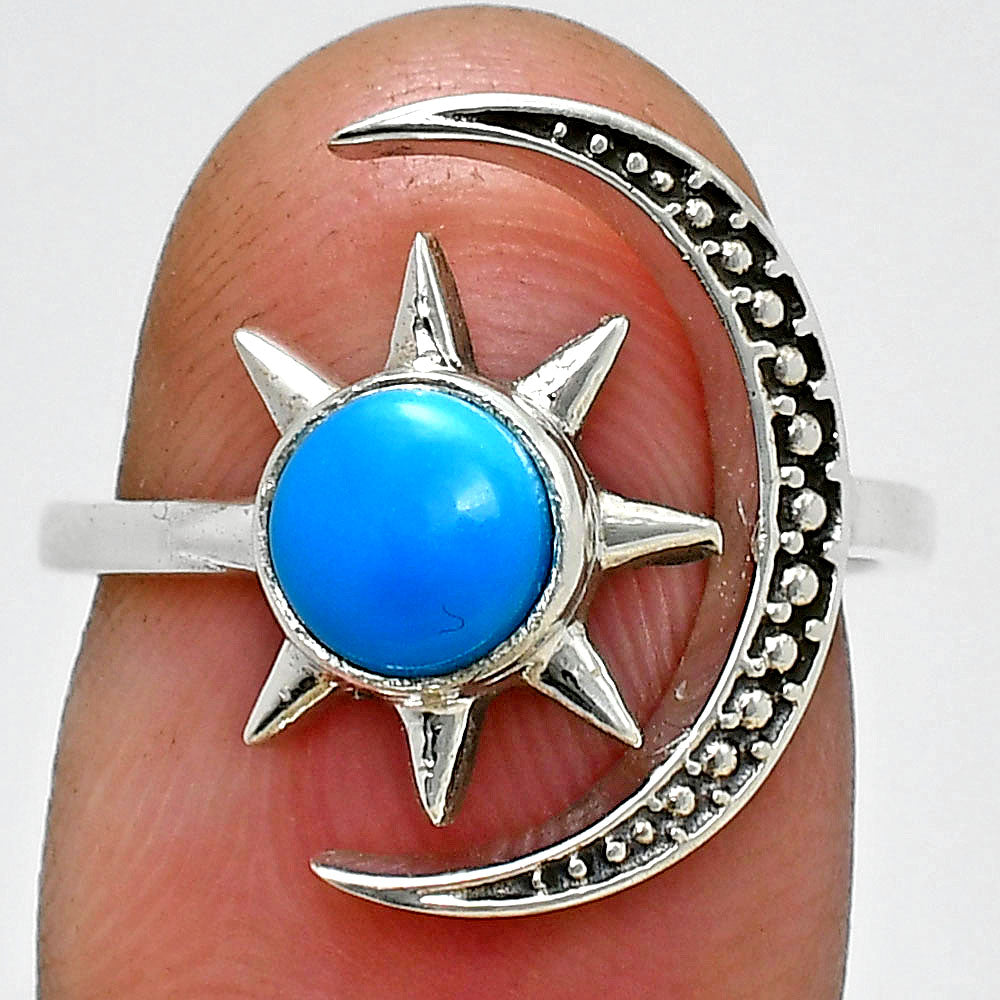 Sun and Moon Gemstone Adjustable Ring 925 Sterling Silver Celestial AGR1038 R-1015