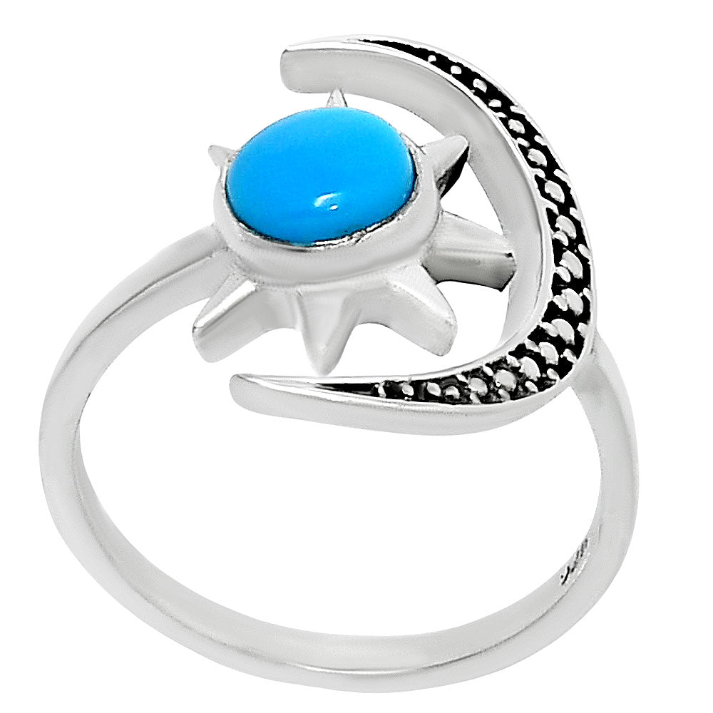 Sun and Moon Gemstone Adjustable Ring 925 Sterling Silver Celestial AGR1038 R-1015