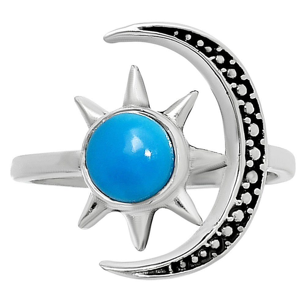 Sun and Moon Gemstone Adjustable Ring 925 Sterling Silver Celestial AGR1038 R-1015