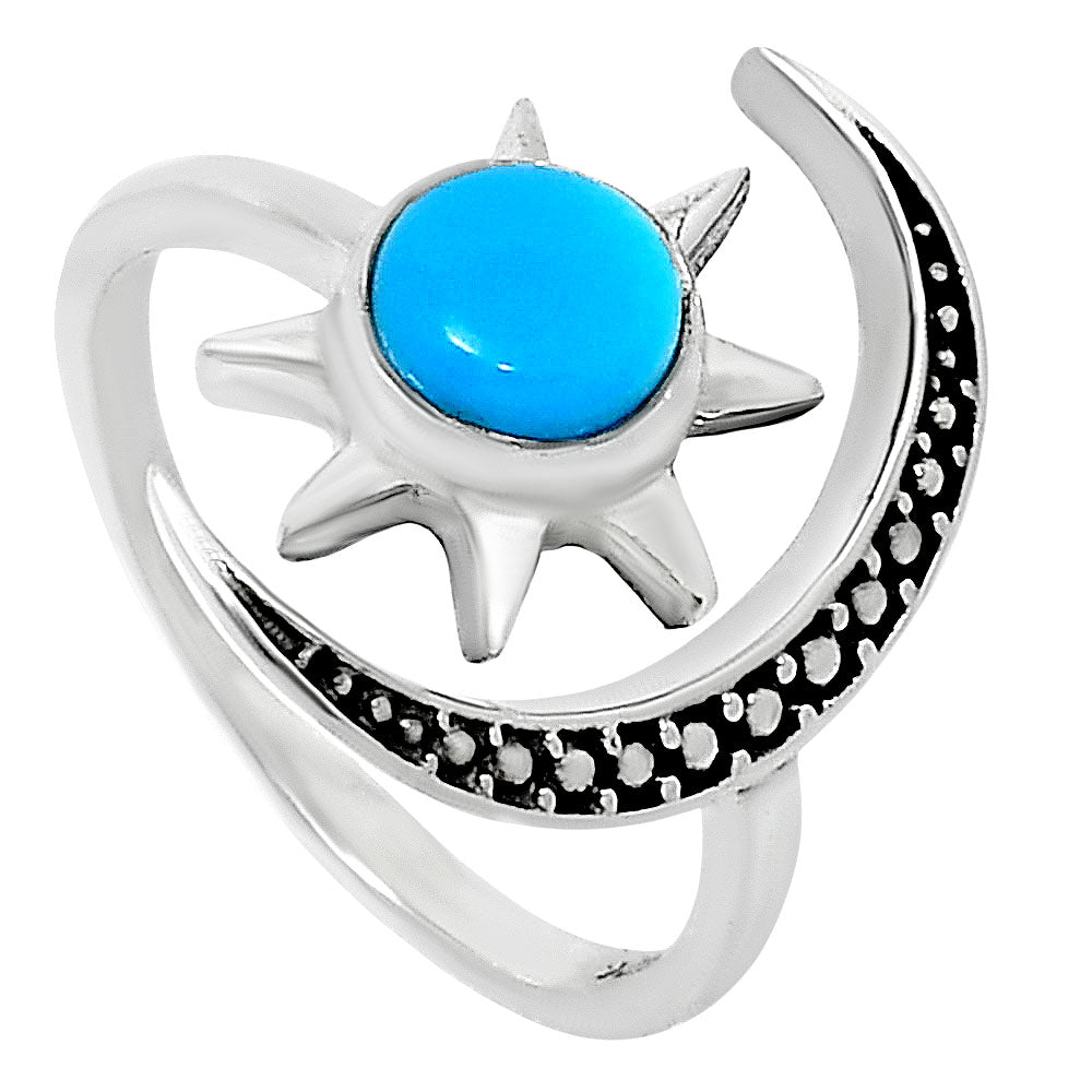 Sun and Moon Gemstone Adjustable Ring 925 Sterling Silver Celestial AGR1038 R-1015