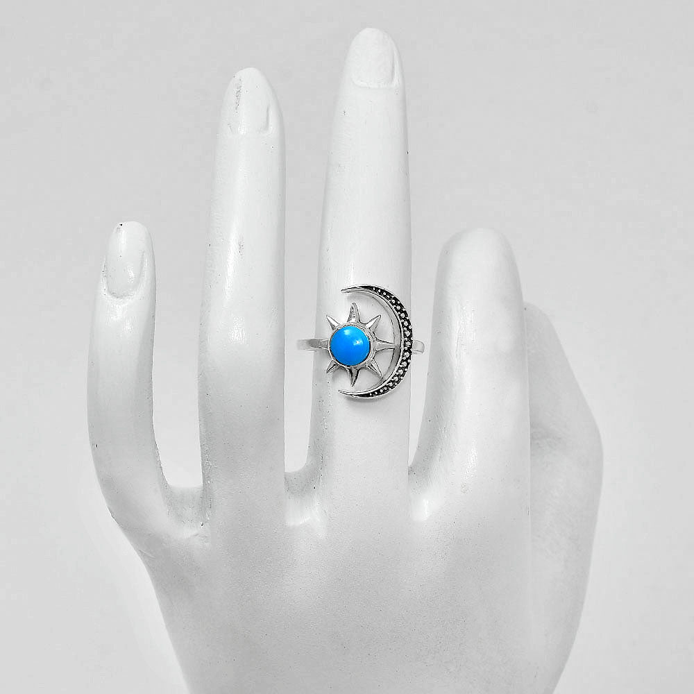 Sun and Moon Gemstone Adjustable Ring 925 Sterling Silver Celestial AGR1038 R-1015