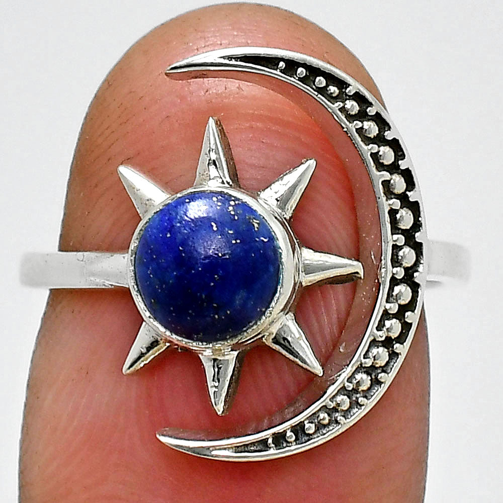 Sun and Moon Gemstone Adjustable Ring 925 Sterling Silver Celestial AGR1038 R-1015