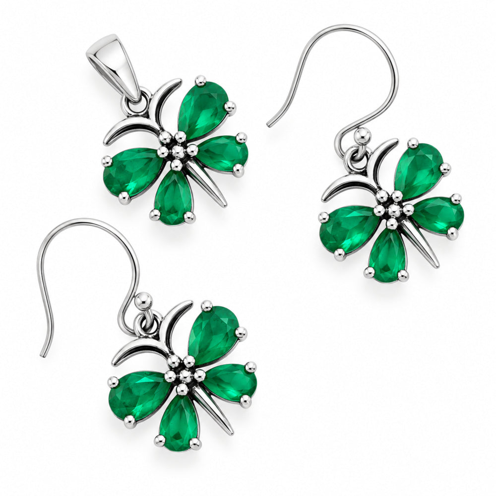 Butterfly Gemstone Jewelry Set 925 Sterling Silver Earrings Pendant AGT1003 T-1014