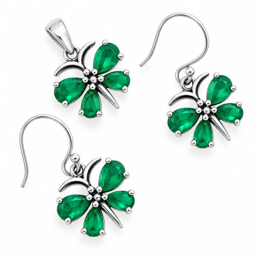 Butterfly Gemstone Jewelry Set 925 Sterling Silver Earrings Pendant AGT1003 T-1014